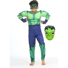 Sedirli Hulk Kostümü Kaslı Işıklı Maskeli Hulk Çocuk Kostümü Maskeli Kaslı Parti Özel Gün Kıyafeti