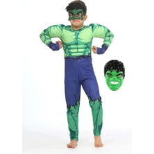 Sedirli Hulk Kostümü Kaslı 2 Maskeli Hulk Çocuk Kostümü Maskeli Kaslı Parti Özel Gün Kıyafeti