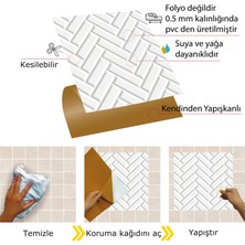 Tink Kendinden Yapışkanlı Beyaz Balıksırtı Desenli Pvc Karo 30X30 cm (56 Adet) 5m2