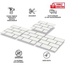 Tink Kendinden Yapışkanlı Büyük Beyaz Koyu Derzli Metro Desenli Pvc Karo 30X30 cm (56 Adet) 5m2