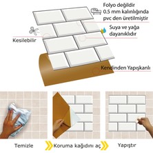 Tink Kendinden Yapışkanlı Büyük Beyaz Koyu Derzli Metro Desenli Pvc Karo 30X30 cm (56 Adet) 5m2