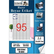 Artlantis A4 Hazır Etiket 30X12 mm 10 Sayfa 1 Paket 95 Li Kendinden Yapışkanlı Fotokopi Lazer Inkjet Kağıdı Yazıcılar Için Uyumlu