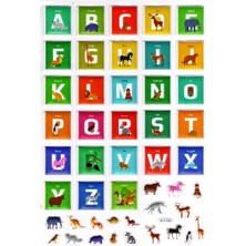 Limmy Sticker Kabartmalı A4 Boyutunda Stiker Defter, Planlayıcı ETIKET-(LIM553) - Alfabe Harf Hayvanlı