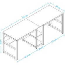 Deconode Fusion Çift Kişilik Raflı Çalışma Masası