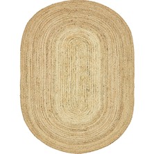 Boho 974 Oval Doğal Jüt Rengi Örgü Yuvarlak Natural Çift Taraflı Halı