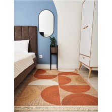 Cotton 3620 Jüt Kiremit Renginde Boho Stil Natural Pamuklu Dokuma Kilim