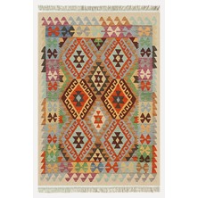 Cotton Kilim 84 Çok Renkli Etnik Boho Stil Pamuk Taban