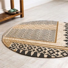 Kilim Home Boho 947 Geometrik Ve Etnik Baskılı Örgü Yuvarlak Natural Çift Taraflı Halı