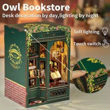 Owl Bookstore - Cutebee 2024 Yeni Stil Mini Book Nook Kiti, Kendin Yap Oyuncak Bebek Evleri, Minyatür Ev Kiti, LED Işıklı, Booknook Evleri, Model Yapı Setleri (SD02B-AMZ01)