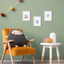 Ozzypix Sevimli Hayvanlar Temalı 3lü Tablo Seti, Bebek Odası Için Dekoratif Tablo Çerçeve Seti TBL02
