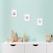 Ozzypix Sevimli Hayvanlar Temalı 3lü Tablo Seti, Bebek Odası Için Dekoratif Tablo Çerçeve Seti TBL02