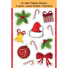 New Year Sticker 33 Adet - Yılbaşı Sticker - Yılbaşı Hediye Paketleme Sticker - Yılbaşı Süsü -
