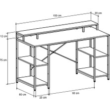 Deconode Optima Monitör Raflı Bilgisayar Masası