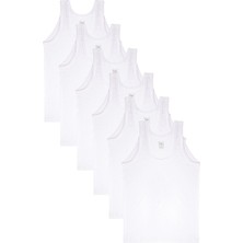 Pi Giyim 6'Lı Beyaz Erkek Atlet Esnek Rahat Kullanım İçin %100 Pamuklu Klasik Tasarım