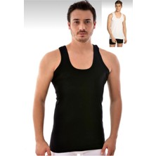 Pi Giyim Erkek Pamuklu Atlet 6'lı Paket Siyah Beyaz Rahat Kesim İç Giyim TUT0101