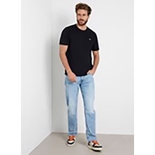 Guess Siyah Erkek T-Shirt Ss Cn Patch Tee Organıc Heavy