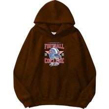 Dogfish Kadın, Erkek Sweatshirt Football All Star College Baskılı Kalın Kahverengi Sevgili Sweatshirt