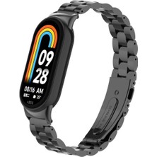 SPHONE Xiaomi Mi Band 8 Saat Kordonu Metal Renkli Parlak Bakla Işlemeli Kırılmaz Paslanmaz Rengi Solmaz Lüx