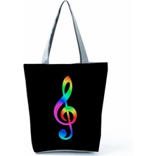 Couples Couples1 Yeni Müzik Sembolü Baskılı Omuz Çantası, Modaya Uygun Piyano Anahtarlı Debriyaj, Taşınabilir Büyük Kapasiteli Tote Çanta (Yurt Dışından)