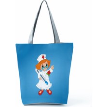 Couples Couples1 Hemşire Kalp Diş Işareti Özelleştirilmiş Eco Shopper Kadın Çantası Rahat Seyahat Çantası Omuz Çantası Polyester Tote Çanta Estetik (Yurt Dışından)