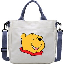 Couples Couples1 Karikatür Desen Ayı Kanvas Çanta Öğrenci Omuz Çantası Crossbody Çanta Çıkarılabilir Omuz Askısı Çanta Tote Çanta (Yurt Dışından)