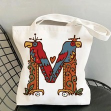 Couples Couples1 Sevimli Hayvan ve Bitki Mektubu Baskı Kawaii Kanvas Çanta Harajuku Rahat Kanvas Alışveriş Çantası Kadın Çanta (Yurt Dışından)