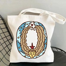 Couples Couples1 Sevimli Hayvan ve Bitki Mektubu Baskı Kawaii Kanvas Çanta Harajuku Rahat Kanvas Alışveriş Çantası Kadın Çanta (Yurt Dışından)