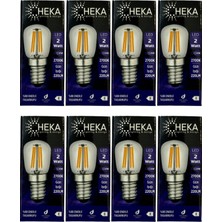 Heka 2W (22W) 2700K (Sarı Işık) E14 Duylu LED Rustik Ampul (8 Adet)