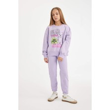 DeFacto Kız Çocuk 2'li Takım Baskılı Sweatshirt Beli Lastikli Jogger Eşofman Altı D2218A824WN
