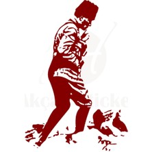 Mcem Store Mustafa Kemal Atatürk Oto Sticker Kırmızı 30*25 cm