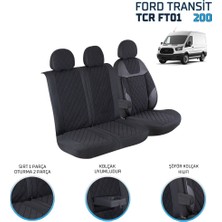 Ford Transit 2013 ve Sonrası 2+1 Ön Koltuk Kılıf Seti Alkantra Siyah Dikiş