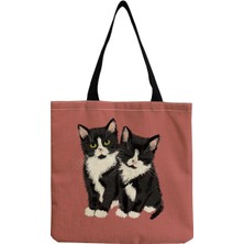 Xinrong Sevimli Kedi Günlüğü Boyama Tote Kızlar Için Kedi Kaleci Sanat Seyahat Kadınlar Için Alışveriş Yüksek Kaliteli Katlanabilir Tote Çanta (Yurt Dışından)