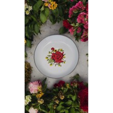 Emaye Market Emaye Zırhlı Muhallebi Kasesi 20 cm Desenli Yemek Kahvaltı Tabak Desenli Salata Cips Tabak