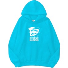 Dogfish Mavi Sweatshirt Illusions Y2K Aesthetic Baskılı Kalın Bebemavisi Sevgili Sweatshirt