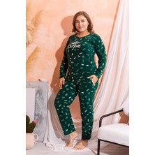 Nisanca Büyük Beden Peluş Polar Pijama Takımı- Kışlık Büyük Beden Kadın Pijama