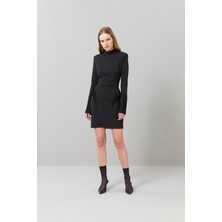 Örme Mini Elbise Siyah K2521004_001