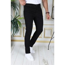 Siyah Slim Fit Likralı Erkek Kot Pantolon Dar Kesim Esnek Jean Normal Bel Phantom Jeans