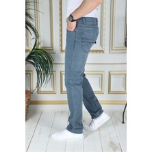 Erkek Tintyeşil Üstten Cepli Armürlü Regular Fit Rahat Kesim Esnek Chino Keten/kanvas Koton Pantolon