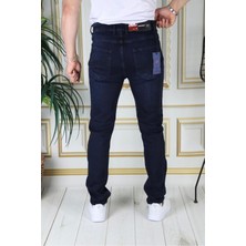 PHANTOM JEANS Erkek Koyu Mavi Renk Regular Fit Rahat Kesim Esnek Likralı Denim Jeans Şık Kot Pantolon