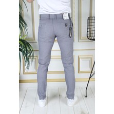 Erkek Mavi Slim Fit Likralı Yan Cepli Armürlü Ekose Dar Kesim Esnek Şık Chino Kanvas Pantolon