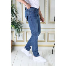 Erkek Açık Mavi Renk Regular Fit Rahat Kesim Esnek Likralı Denim Jeans Şık Kot Pantolon