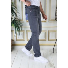 Erkek Gri Regular Fit Rahat Kesim Esnek Likralı Denim Jeans Şık Kot Pantolon