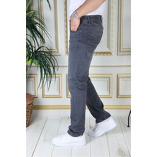 Erkek Gri Regular Fit Rahat Kesim Esnek Likralı Denim Jeans Şık Kot Pantolon