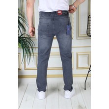 Erkek Gri Regular Fit Rahat Kesim Esnek Likralı Denim Jeans Şık Kot Pantolon