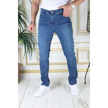 Erkek Açık Mavi Renk Regular Fit Rahat Kesim Esnek Likralı Denim Jeans Şık Kot Pantolon