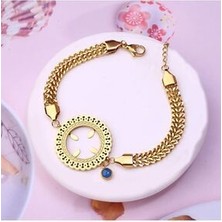 Zeynep Z&d Accessory 316L Gold Çeyrek Takılan Çerçeveli Çelik Bileklik