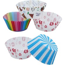 Tinky Winky 100 Adet Muffin Cupcake Kağıdı, Renkli Kağıt Muffin Kek Kalıbı