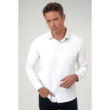 Süvari Slim Kalıp Armürlü Uzun Kol Pamuklu Gömlek