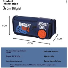 Hongxin Karikatür Basketbol Çift Katmanlı Çevirme Büyük Kapasiteli Kanvas Kalem Çantası (Yurt Dışından)