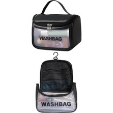 Woys Bags Siyah Seyahat Washbag Makyaj ve Kişisel Bakım Ürünleri Taşıma Çantası Polyester